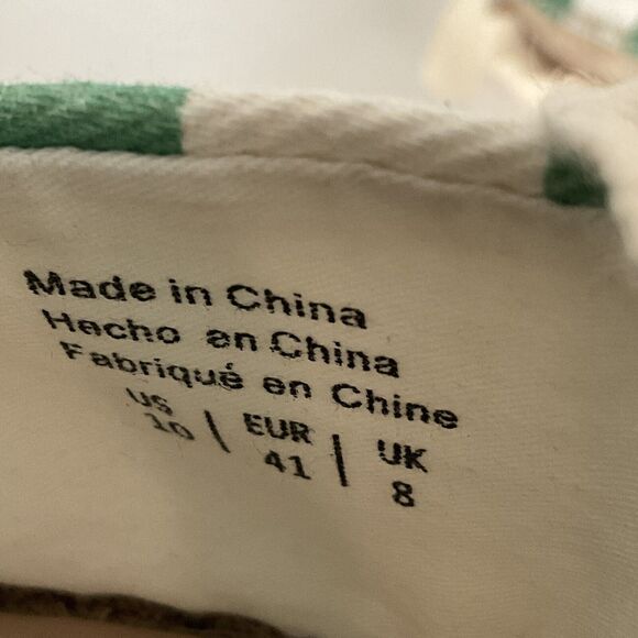 Draper James Platform Women 10M Green White Awning Stripe Tie Ankle Espadrille - Picture 6 of 12